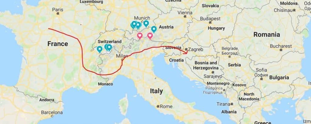 travel itinerary through Europe