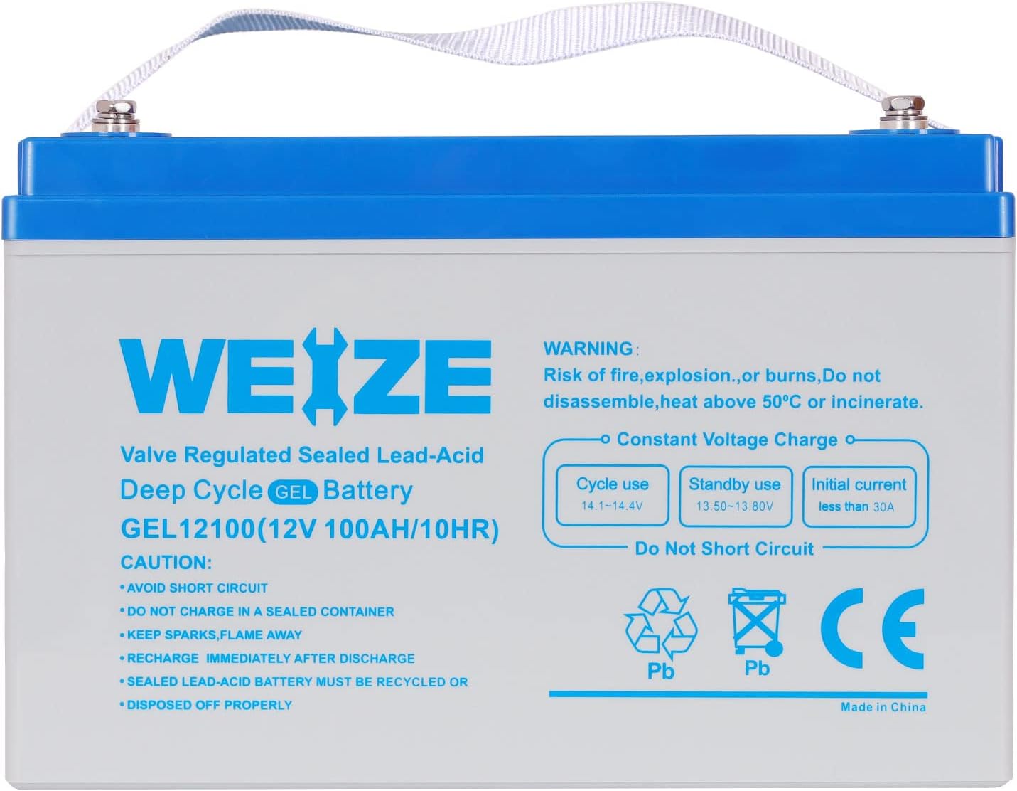 WEIZE 12 Volt 100Ah Deep Cycle Gel Battery