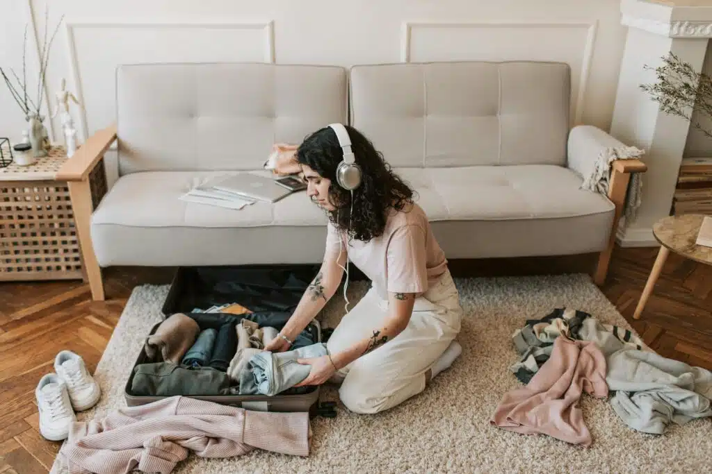 woman with headphones