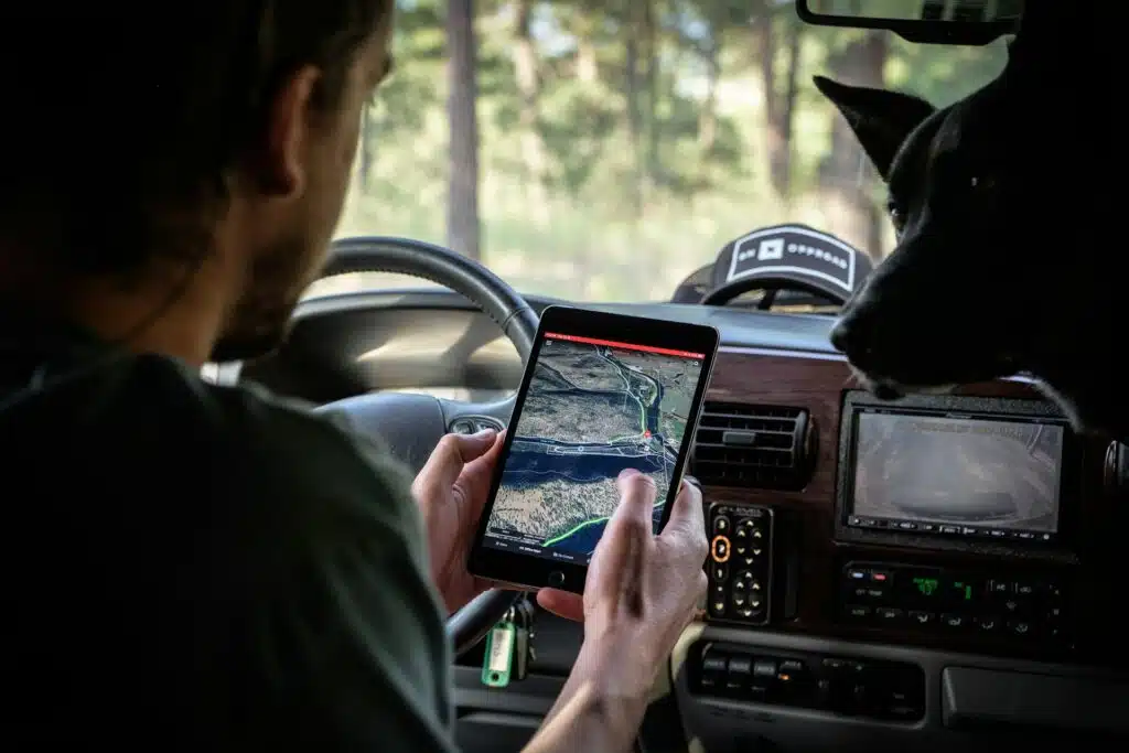 Man checking map on his mobile phone