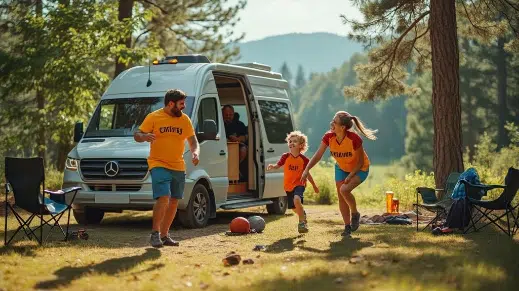 Family outdoor adventure joy