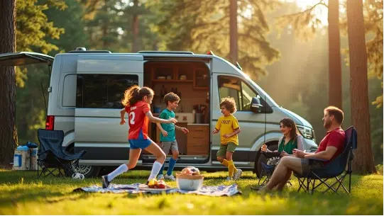 family camping scene