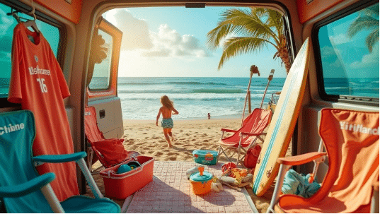 Kids' adventurous coastal vanlife 