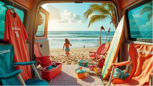 Kids' adventurous coastal vanlife 